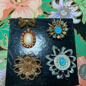 Vintage religious Brooch Set
